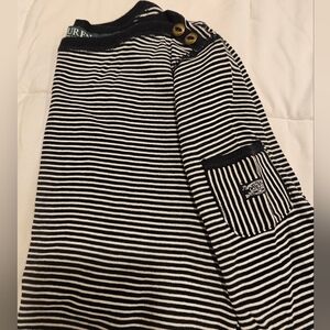 Ralph Lauren Black Striped Boatneck 3/4 Sleeve Top